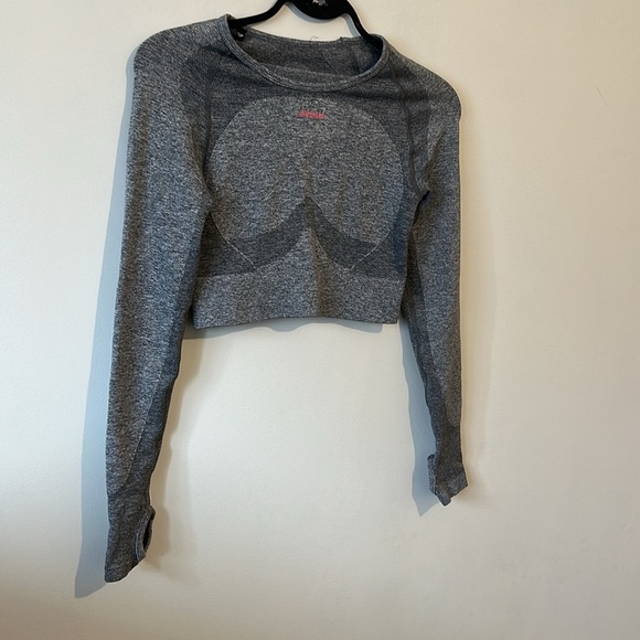 Gymshark Women's Flex Long Sleeve Crop Top Charcoal Gray Size Small - Picture 2 of 5